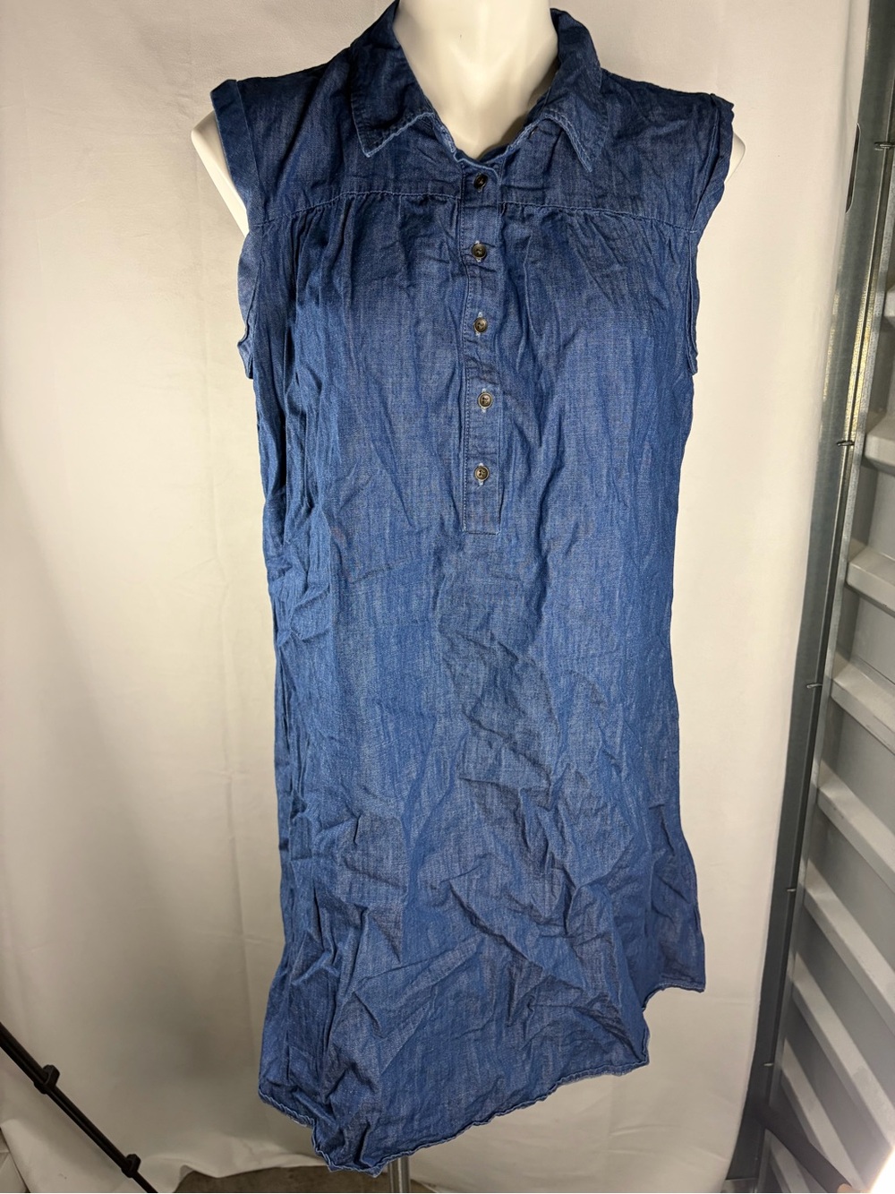 Dark Chambray Sleeveless Dress